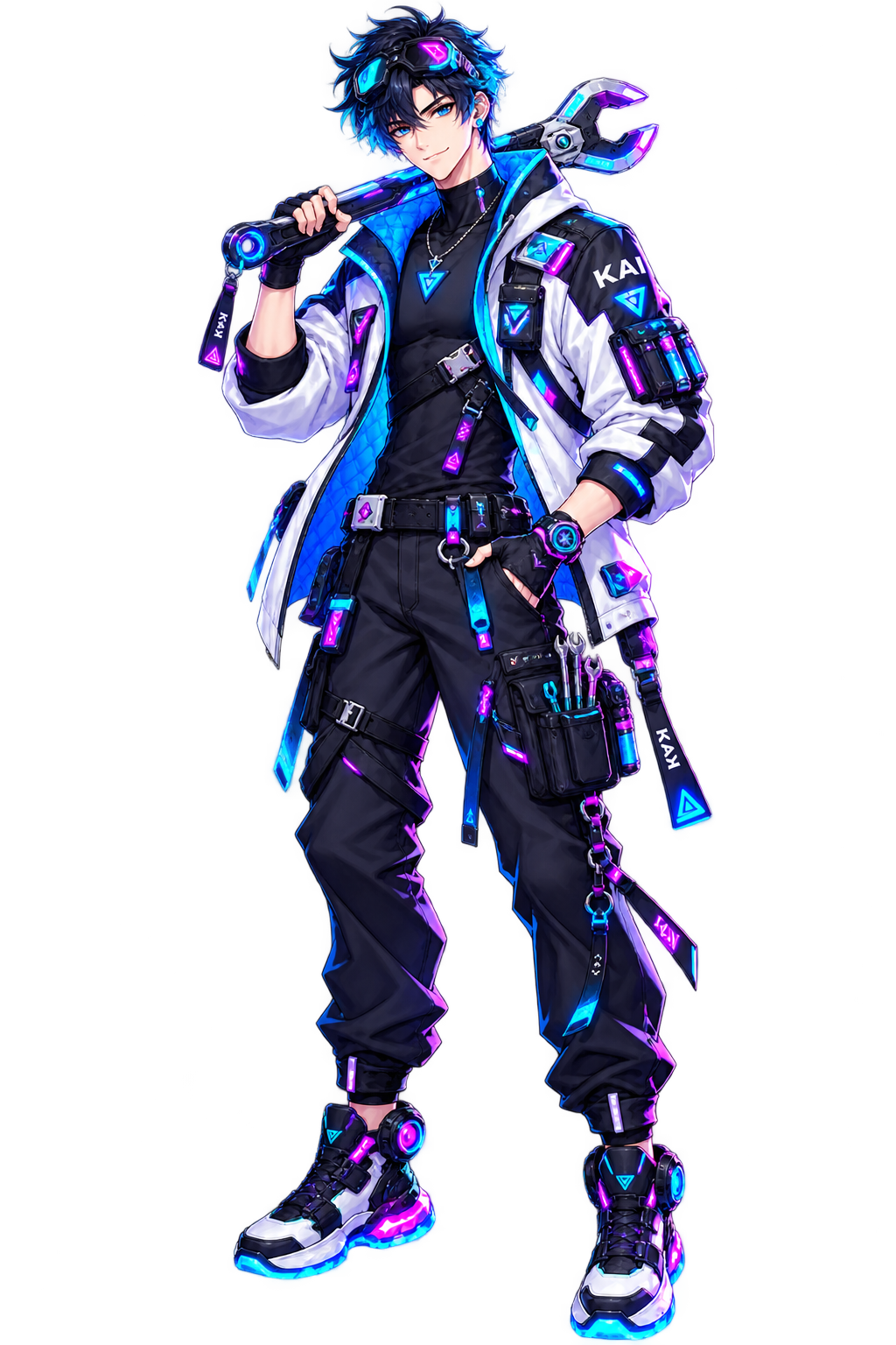 KAI, neon cyberpunk engineer